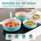 SENSARTE 17 Piece Ceramic Pots and Pans Set, Nonstick Detachable Handle Cookware - Image 6