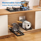 Mustorn Pots and Pans Organizer Under Cabinet, 21.6" Deep Pull Out Pot Lid - Image 3