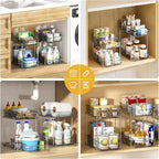 Delamu 2-Tier Under Sink Organizers and Storage, Pull Out Kitchen Pantry - Image 4