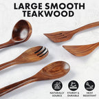 Zulay Kitchen Extra-Large 5-Piece Wooden Spoon Set - Image 2