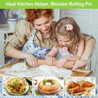 Wood Rolling Pin with Thickness Rings, Adjustable Wooden Rolling Pins - Image 6