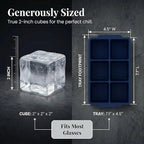 KitchFort Large Silicone Ice Cube Tray, Easy Release 2" Big Ice Cubes - Image 8