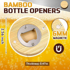 Vesici 50 Pcs Magnetic Bottle Opener 2.5in DIY Bamboo Round Shape Beer Openers - Image 2