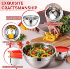 E-far Mixing Bowls With Lids Sets of 5, 10-Piece Stainless Steel Salad Metal - Image 3