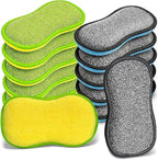 Dish Sponges Kitchen, 12 Pack Multi-Purpose Microfiber Scrub Sponge by YeahWhee