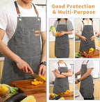 Tosewever Canvas Cross Back Chef Cotton Aprons - Image 4
