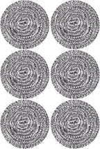 Carrie Joe Stainless Steel Scourer Heavy Duty Scrubber Pads Steel Wool Pack of 6 by Carrie+Joe