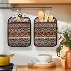 Western Aztec Bear Oven Mitts Set, Camping Camper RV Gifts, Aztec Native Tribal - Image 3