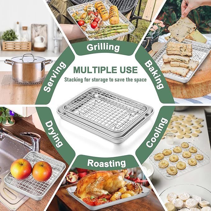 Homikit Baking Sheet with Wire Rack Set, Nonstick Jelly Roll Pan Baking Tray - Image 8