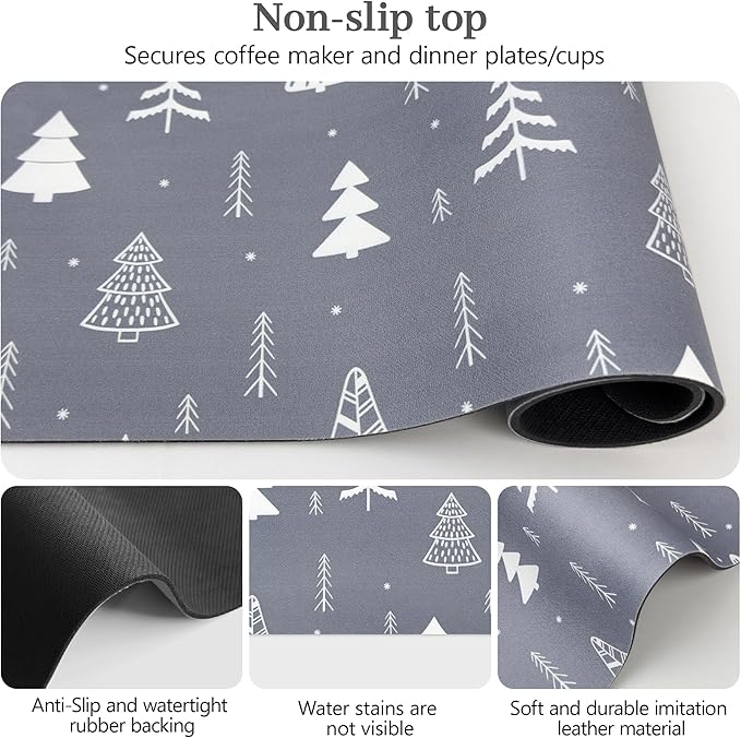 Bloss Christmas Dish Drying Mat, Fit Under Coffee Maker Machine/Kitchen Counter - Image 6