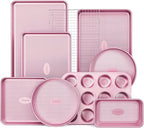 HONGBAKE 9-Piece Baking Pans Set Nonstick, Stackable Non Toxic Bakeware Sets by HONGBAKE