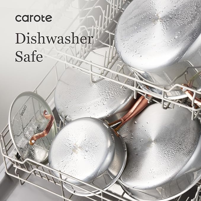 CAROTE 8"+10" Stainless Steel Frying Pan Set, Non-Toxic PTFE & PFOA Free Fry - Image 6