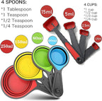 Collapsible Silicone Soft Measuring Cups and Measuring Spoons, 8 pieces - Image 2