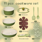 CAROTE 11pcs Ceramic Cookware Set, Pots and Pans Set Non stick, Induction - Image 2