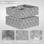 Posprica Drawer Organizer Bins, Woven Strap Storage Box Cube Basket Containers - Image 3