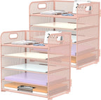 2 Pack 5-Tier Pink Desk Organizer by SUPEASY