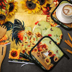 Leinuosen 6 Sunflower Rooster Farmhouse Kitchen Decor Dish Towels Oven Mitts - Image 7