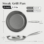 Honeycomb Stainless Steel Nonstick Frying Pan, Induction Cooktop Compatible - Image 2
