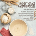 Superbaking 9' Round Banneton Bread Proofing Basket Gift Set– Sourdough Starter - Image 3