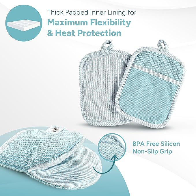 Casa Platino Oven Mitts and Pot Holders Sets, 8-Piece – 500°F Heat Resistant - Image 3