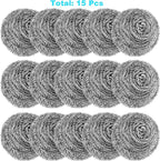 15 Pack Steel Wool Scrubber, Metal Kitchen Scrubbing Sponges, Dishwashing - Image 2