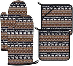 Vintage Rustic Bear Oven Mitts and Pot Holders Sets 4Pcs, Extra Long Oven by VisittheDuibelproduct