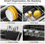 JASIWAY Dish Drying Rack in Sink, Expandable Stainless Steel Dish Drainers - Image 7