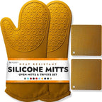 BPA-Free Soft Silicone 4 Piece Oven Mitts & Trivets Set by HOMWE