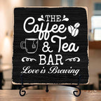 Coffee Bar Sign, Love is Brewing Farmhouse Tabletop Decor, Coffee and Tea Lover by TIRYWT