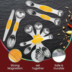 Magnetic Measuring Spoons Set of 9 Stainless Steel Dual-Sided Stackable - Image 6