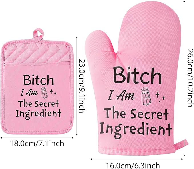 GROBRO7 6Pcs Funny Oven Mitts Pot Holders Baking Gift, I Am The Secret - Image 3