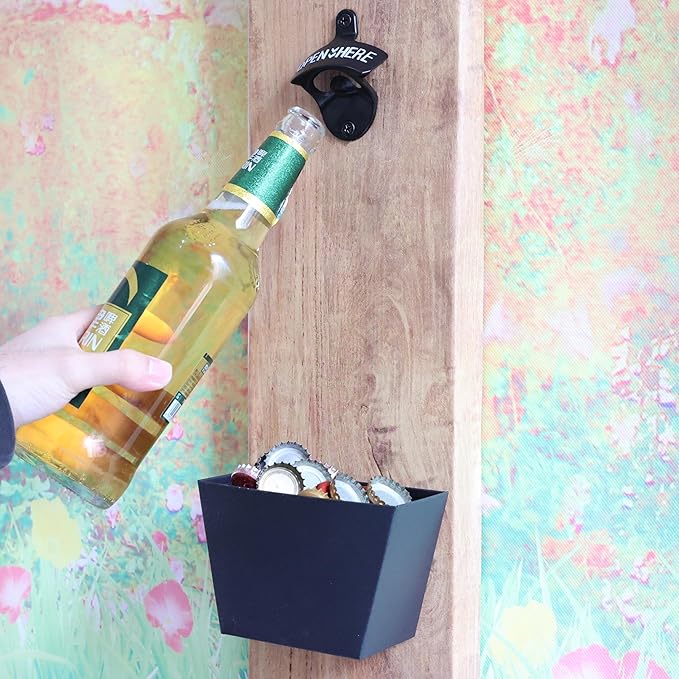 Wall Mounted Bottle Opener Stainless, Rustproof Post Mounted Beer Bottle Cap - Image 3